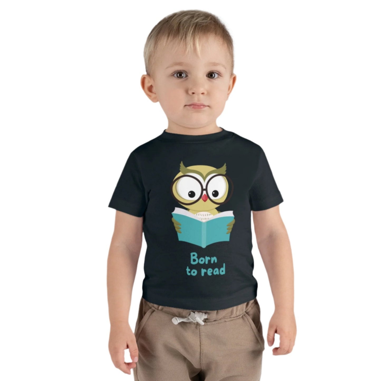black toddler t--shirt with 'owl' design